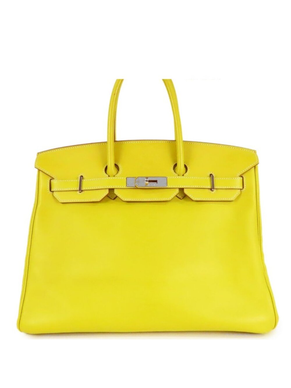 Hermes Birkin 35 Lime Silver Swift Handbag
